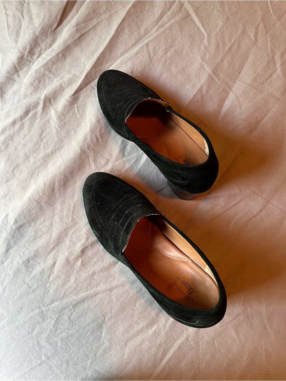 G.H. Bass & Co. Black Suede Heeled Loafers